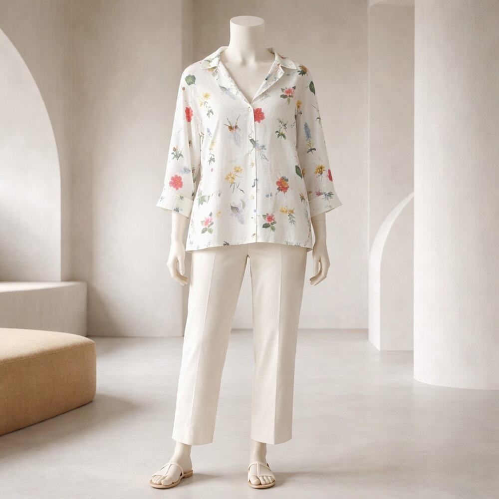 Women's Tuckernuck Floral Lightweight Designer Summer Y2K Blouse Size S - Picture 2 of 14